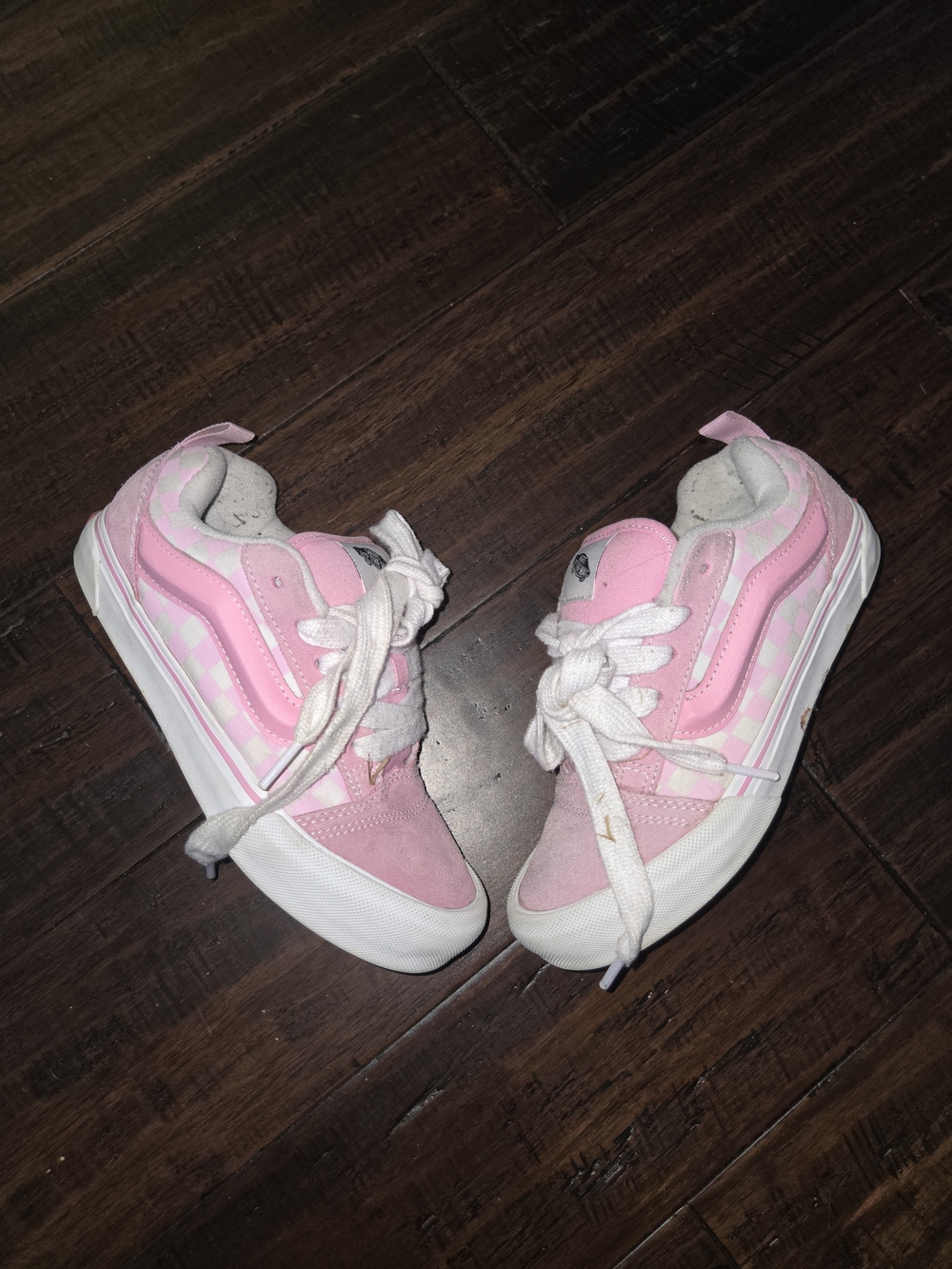 Vans Kids Pink and White Low-Top Checkerboard Sneakers